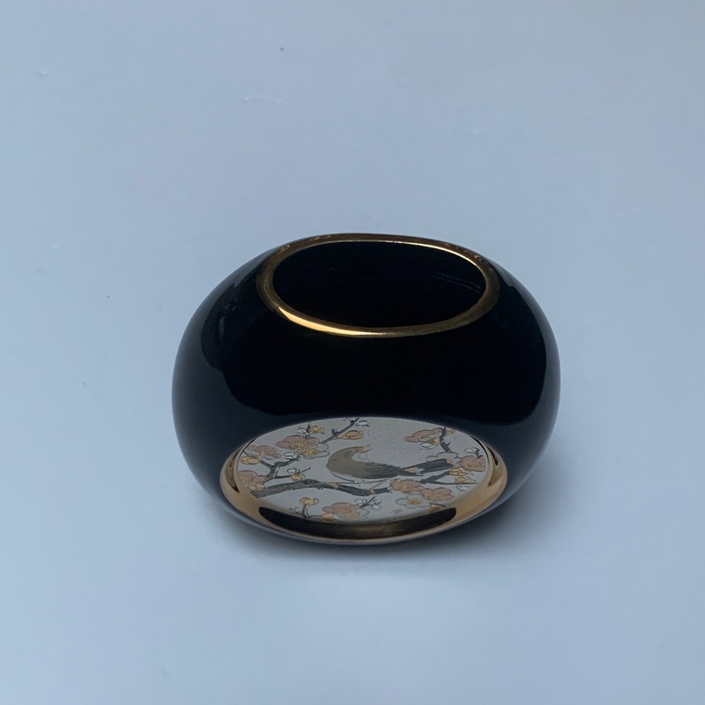 The Art of Chokin.Elegant Black and Gold Vase with Bird Design. 24k Gold Edged. - Picture 5 of 6